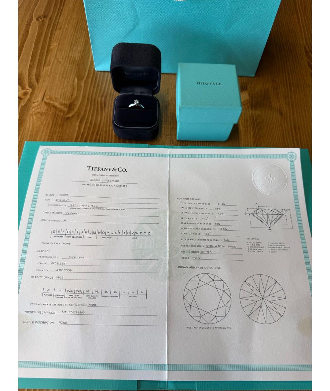 TIFFANY&CO Белое платиновое кольцо, фото 3
