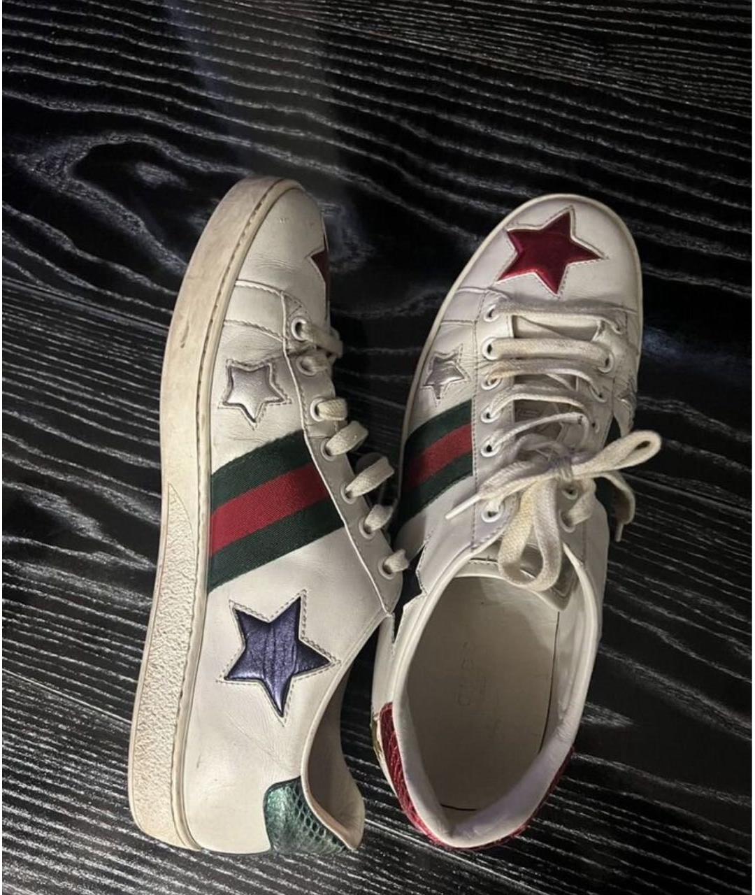 GUCCI Белые кожаные кеды, фото 2