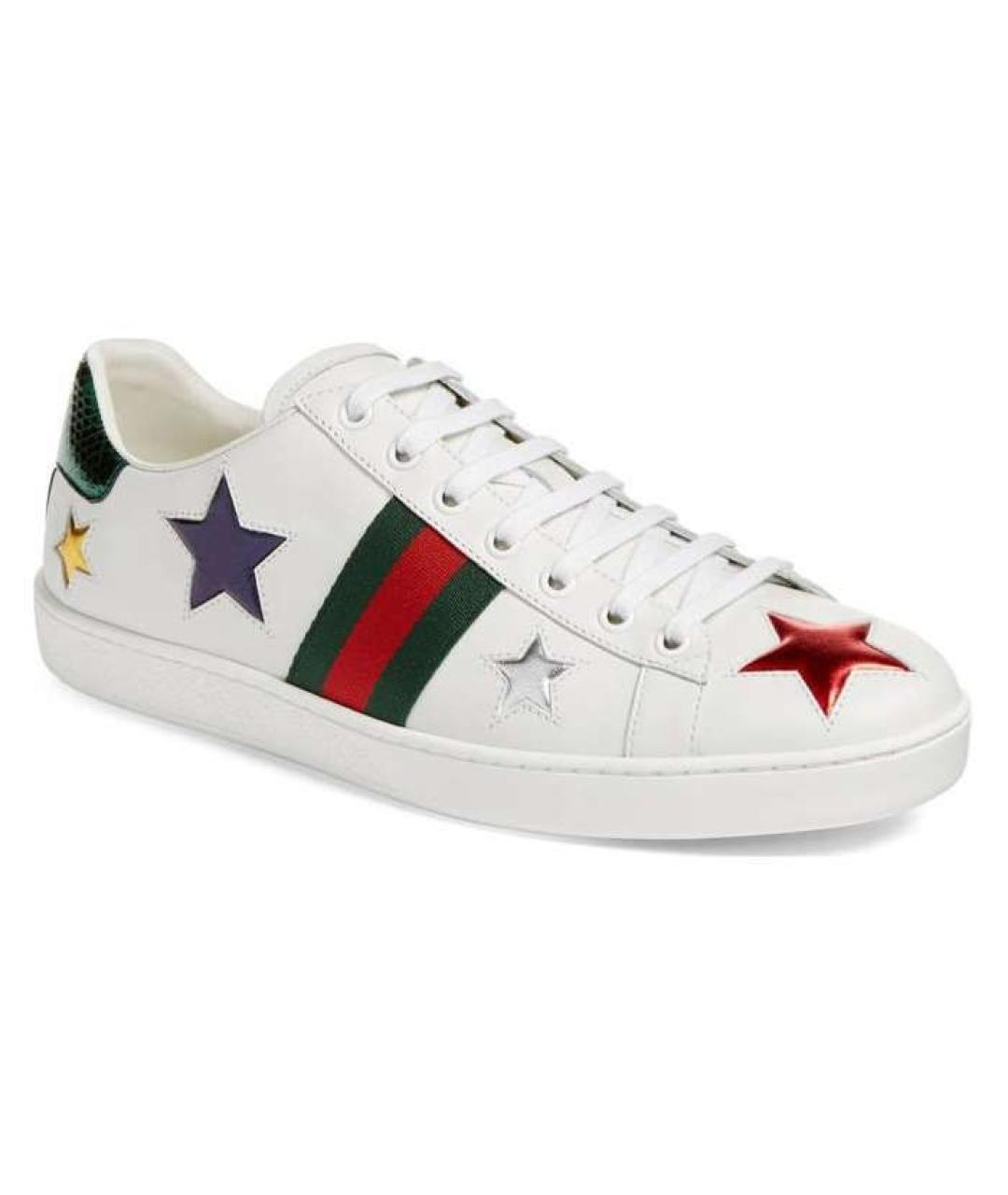 GUCCI Белые кожаные кеды, фото 1