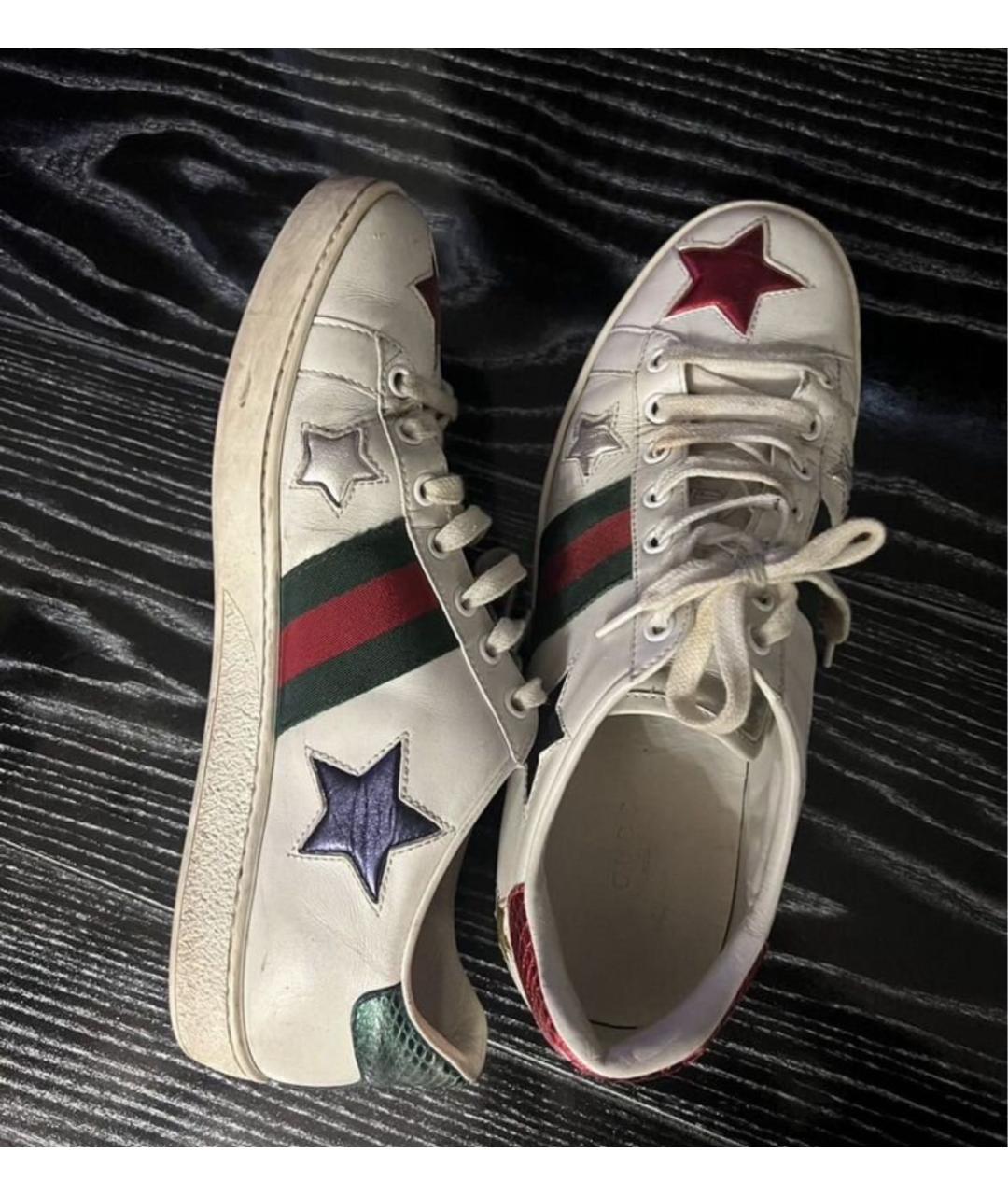 GUCCI Белые кожаные кеды, фото 4