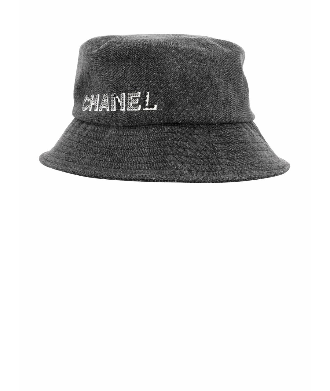 CHANEL Антрацитовая хлопковая панама, фото 1