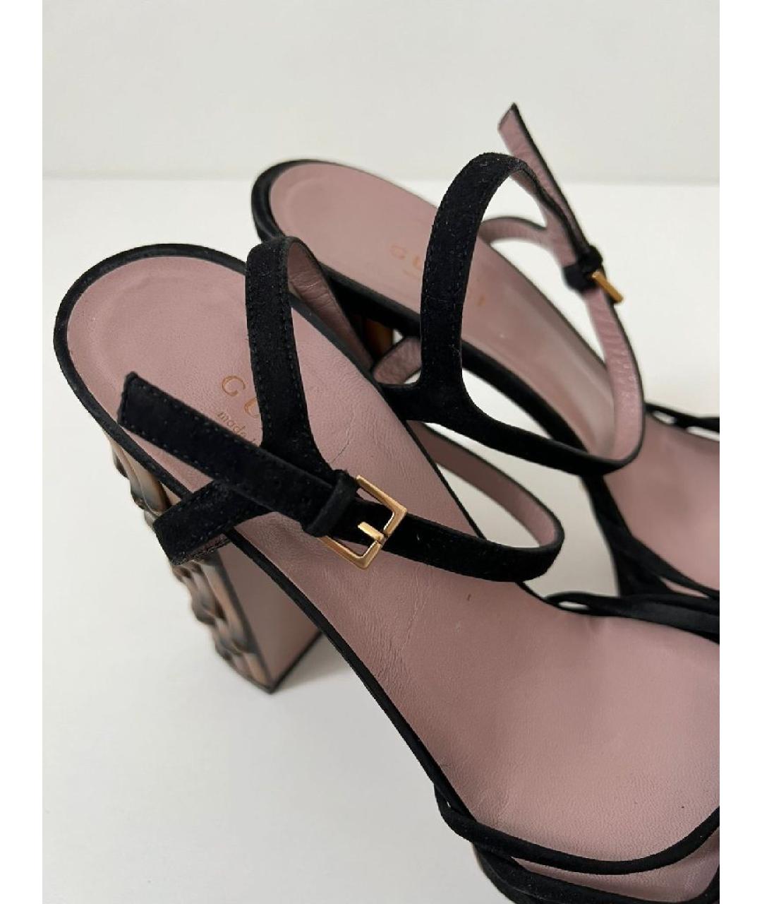GUCCI Черные кожаные босоножки, фото 3