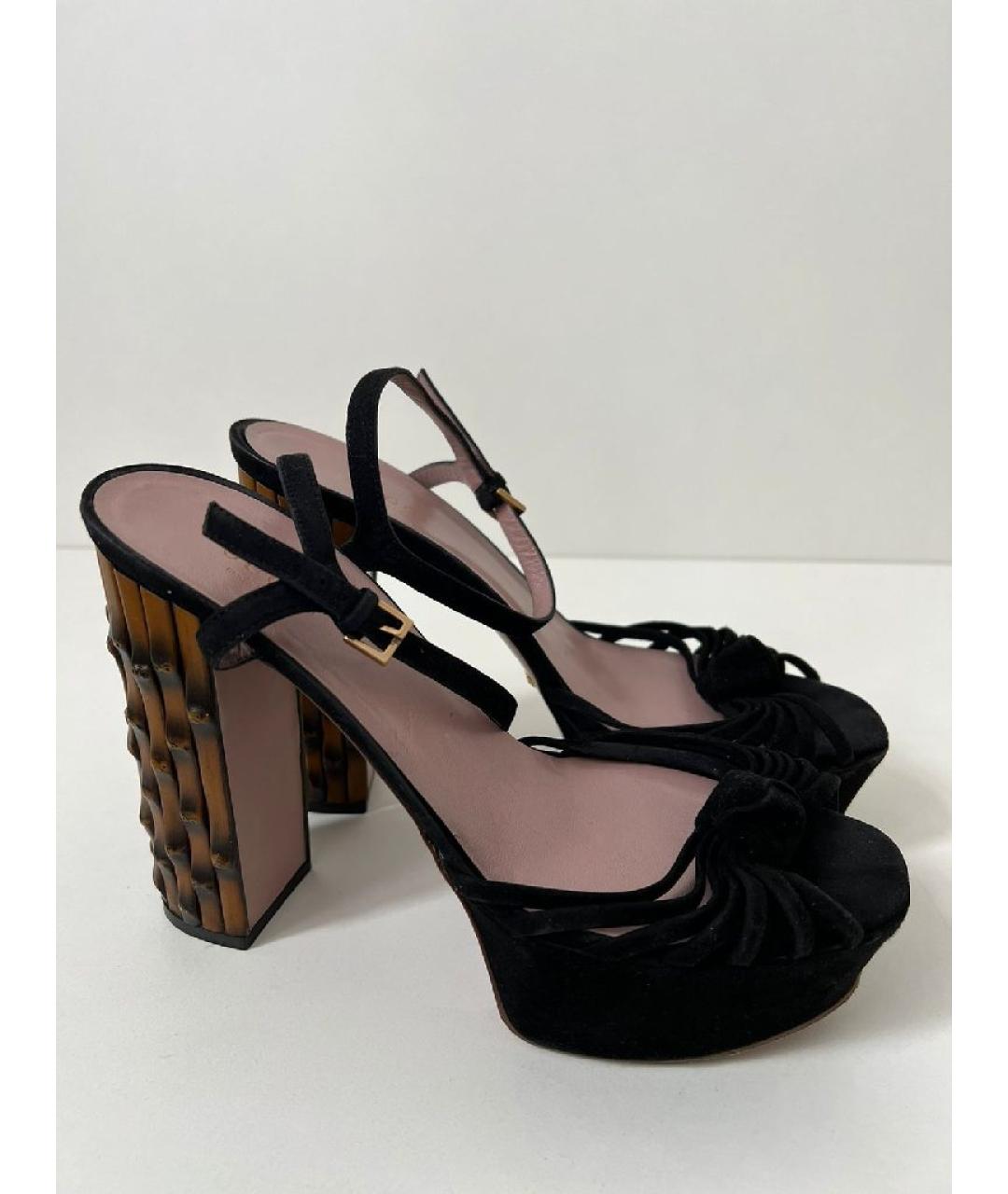 GUCCI Черные кожаные босоножки, фото 9