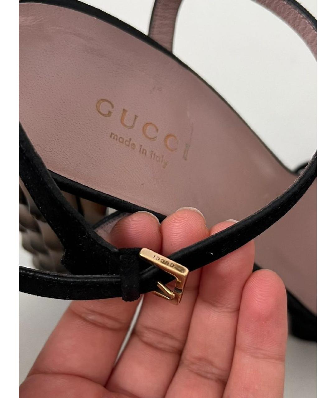 GUCCI Черные кожаные босоножки, фото 7