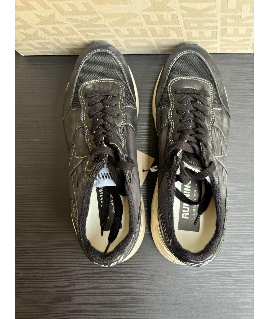 GOLDEN GOOSE DELUXE BRAND Черные кожаные низкие кроссовки / кеды, фото 3