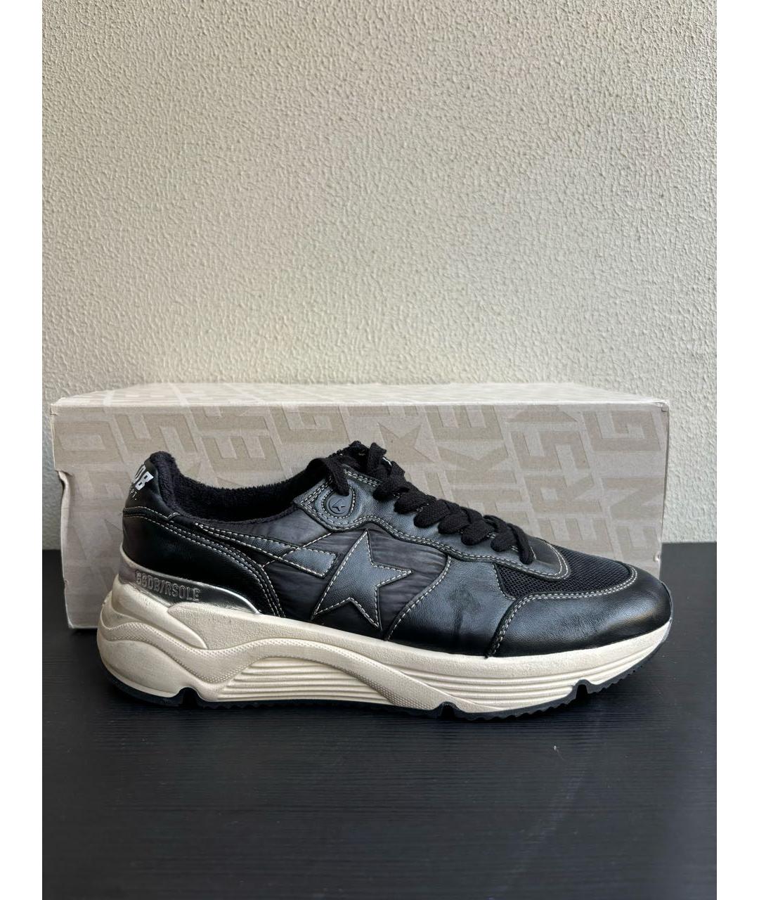 GOLDEN GOOSE DELUXE BRAND Черные кожаные низкие кроссовки / кеды, фото 5