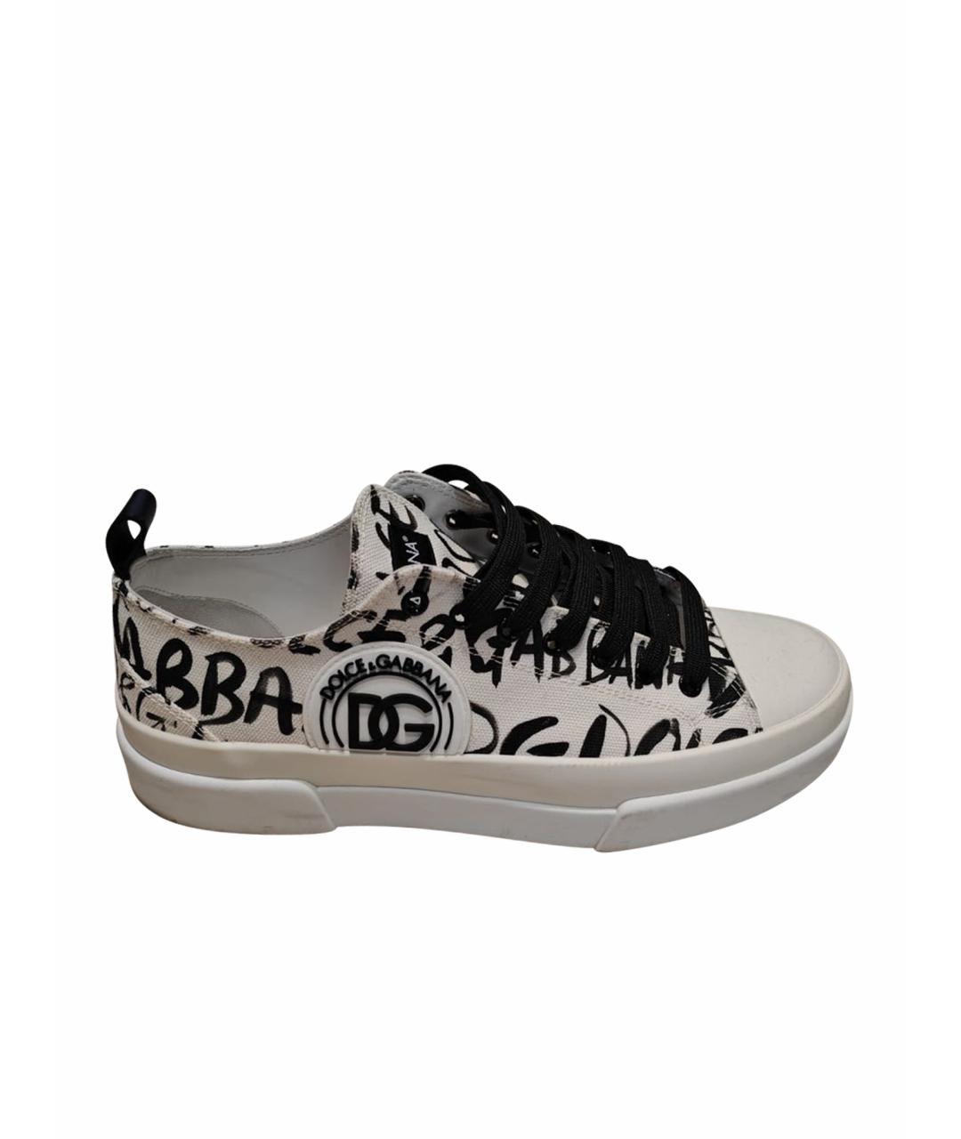 DOLCE&GABBANA Белые текстильные низкие кроссовки / кеды, фото 1