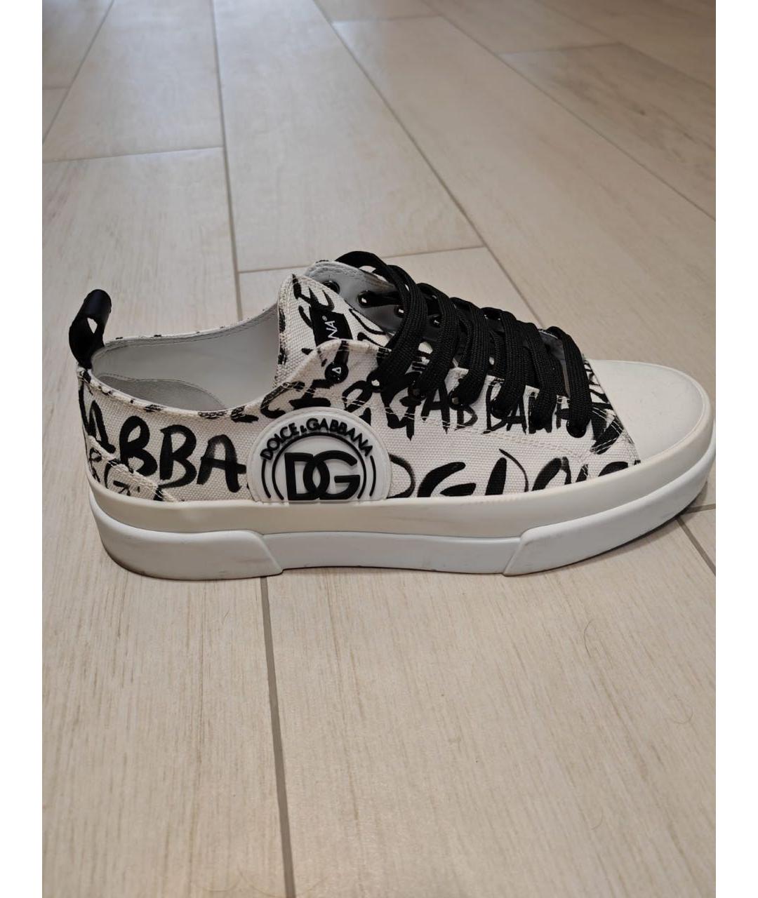 DOLCE&GABBANA Белые текстильные низкие кроссовки / кеды, фото 5