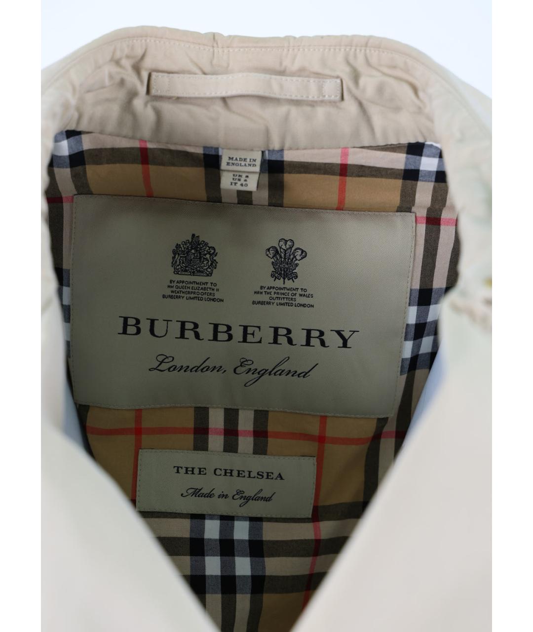 BURBERRY Бежевый хлопковый тренч/плащ, фото 4