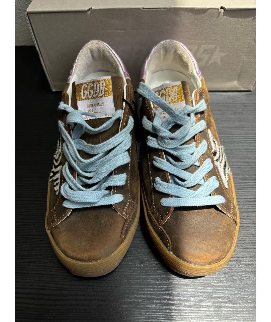 GOLDEN GOOSE DELUXE BRAND Коричневые кожаные кеды, фото 2