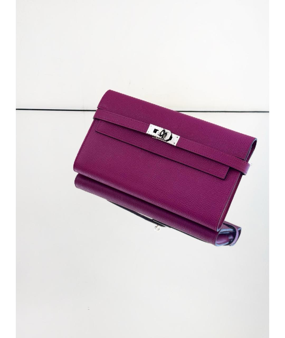 HERMES Фиолетовый кожаный кошелек, фото 6