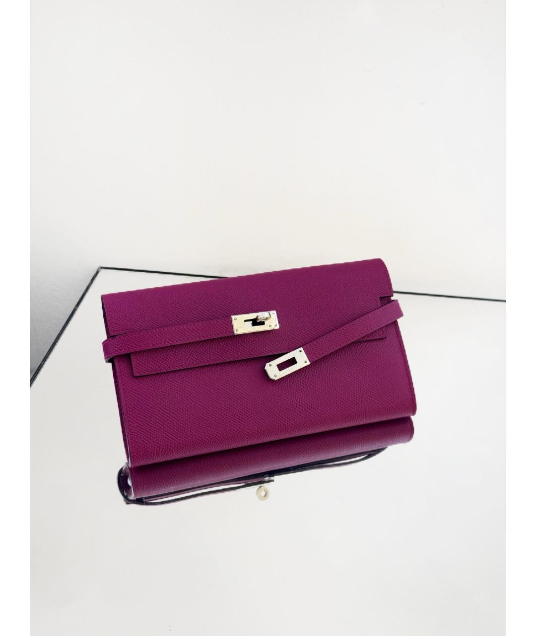 HERMES Фиолетовый кожаный кошелек, фото 7