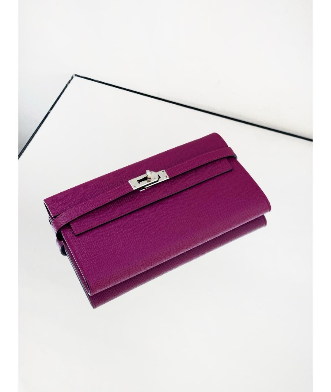 HERMES Фиолетовый кожаный кошелек, фото 5