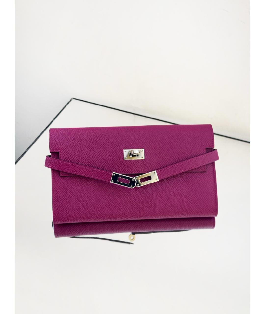 HERMES Фиолетовый кожаный кошелек, фото 2