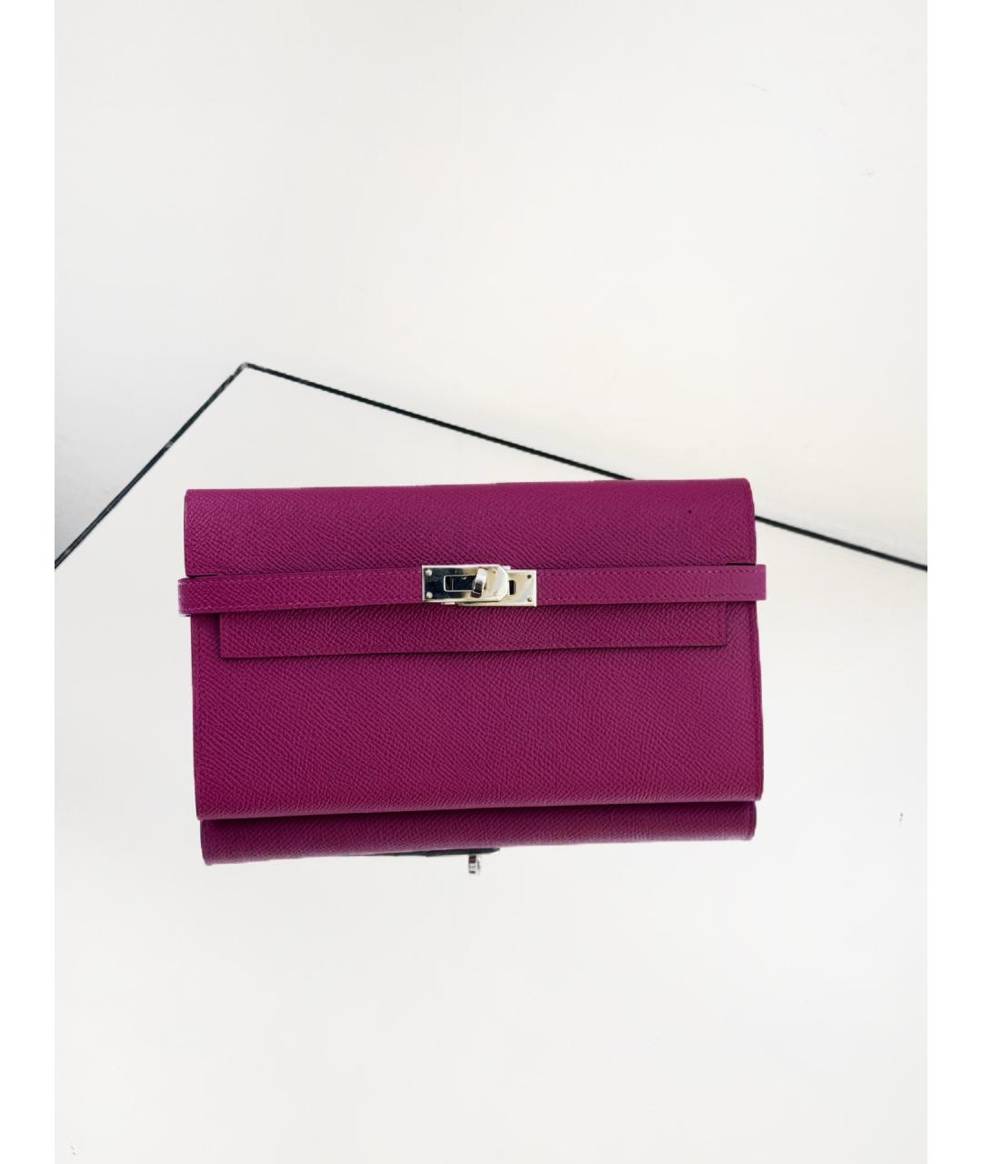 HERMES Фиолетовый кожаный кошелек, фото 3