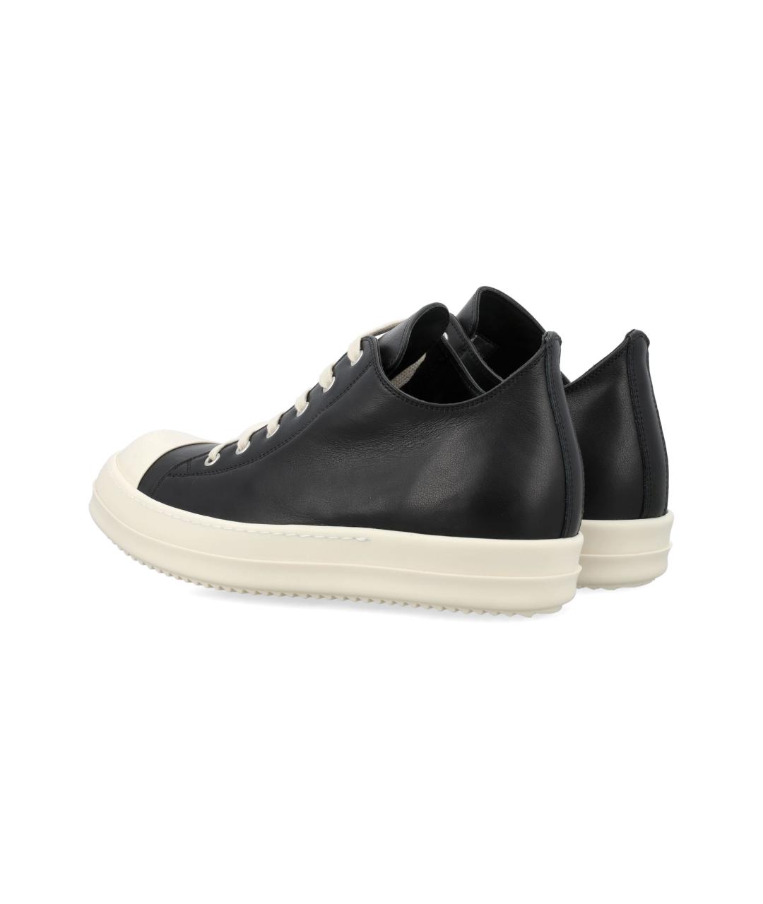RICK OWENS Черные кожаные низкие кроссовки / кеды, фото 4