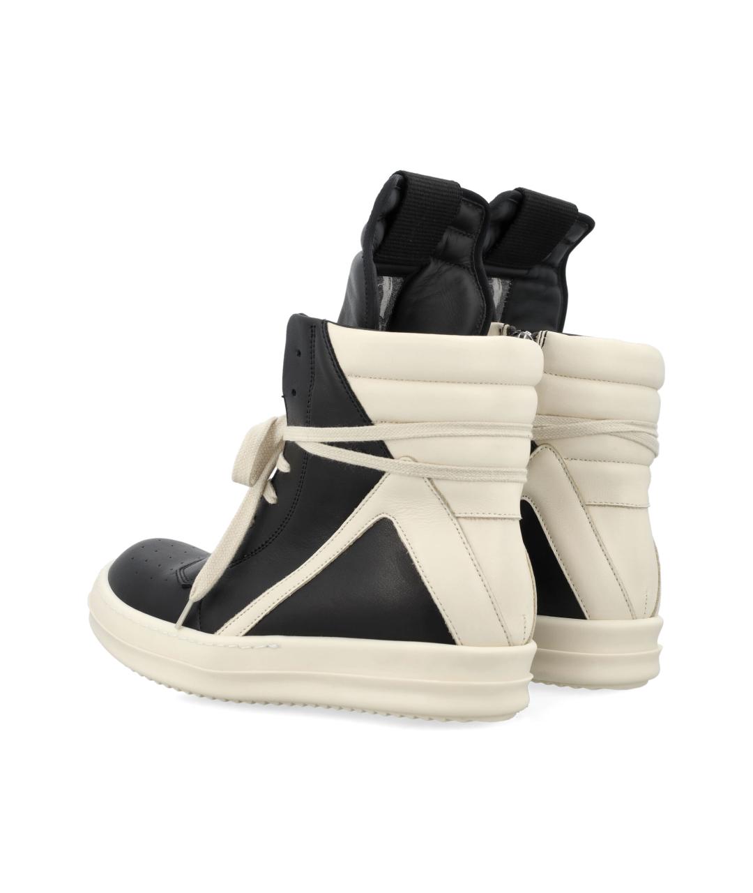 RICK OWENS Черные кожаные высокие кроссовки / кеды, фото 4