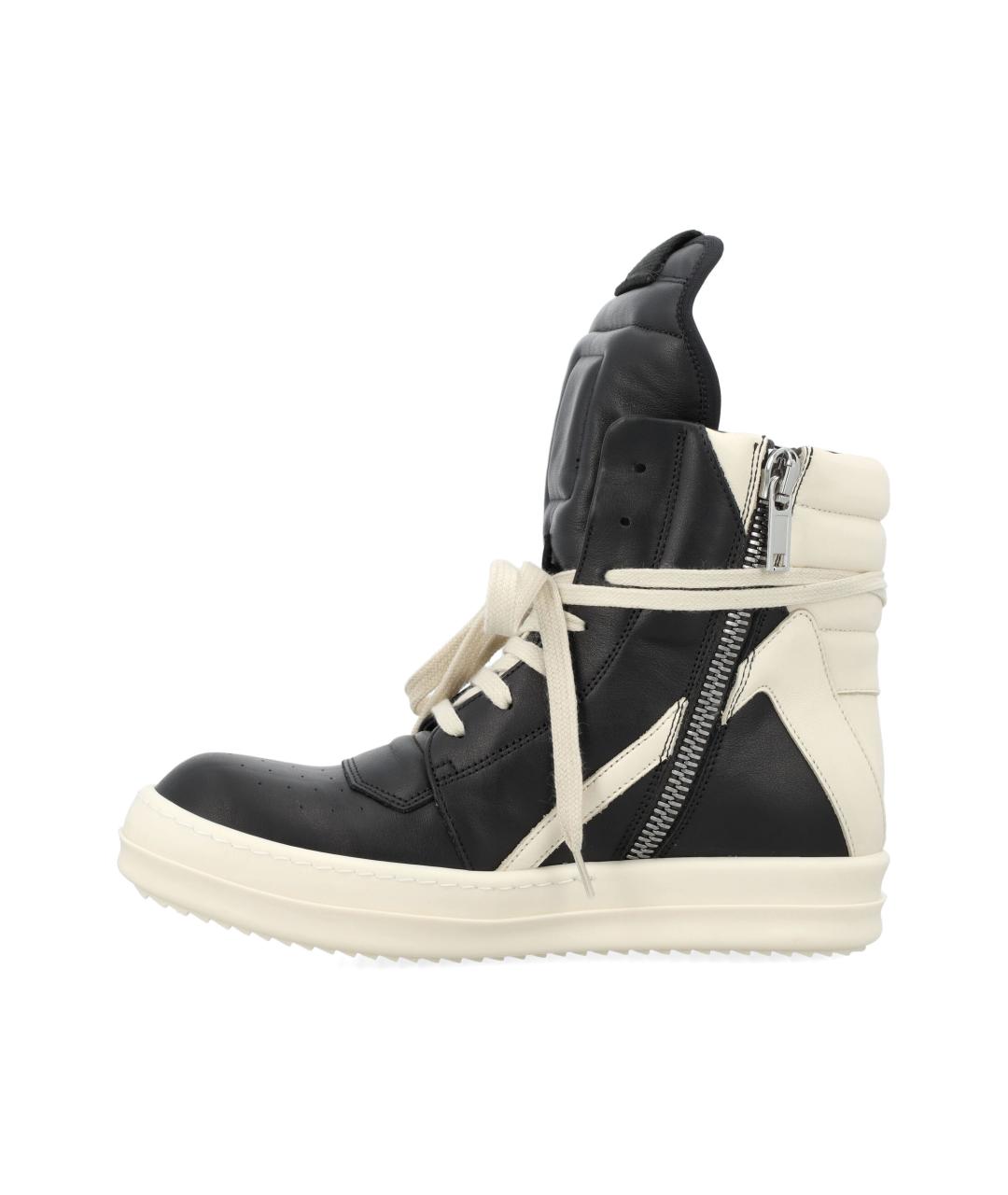 RICK OWENS Черные кожаные высокие кроссовки / кеды, фото 3