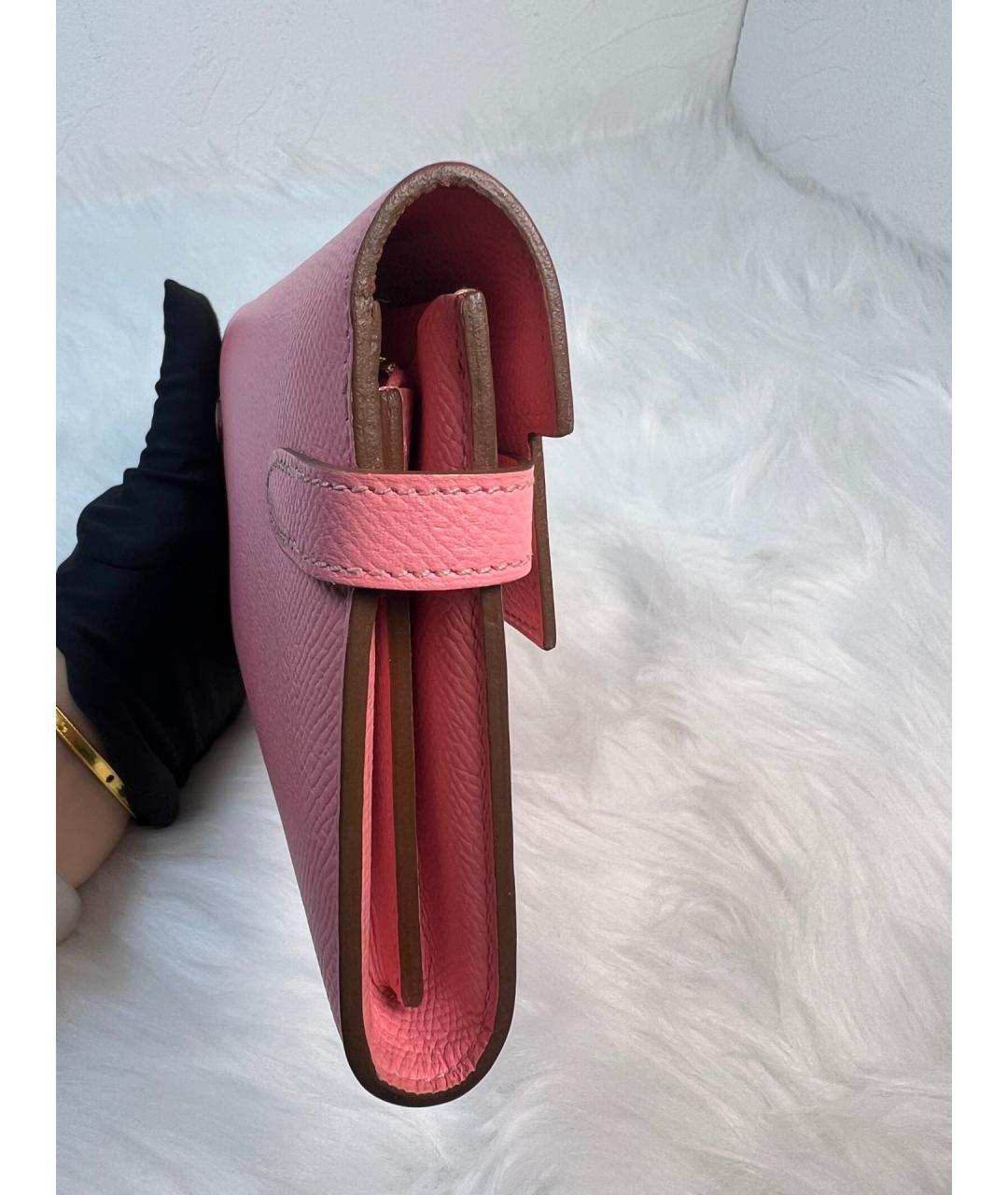 HERMES Розовый кожаный кошелек, фото 3