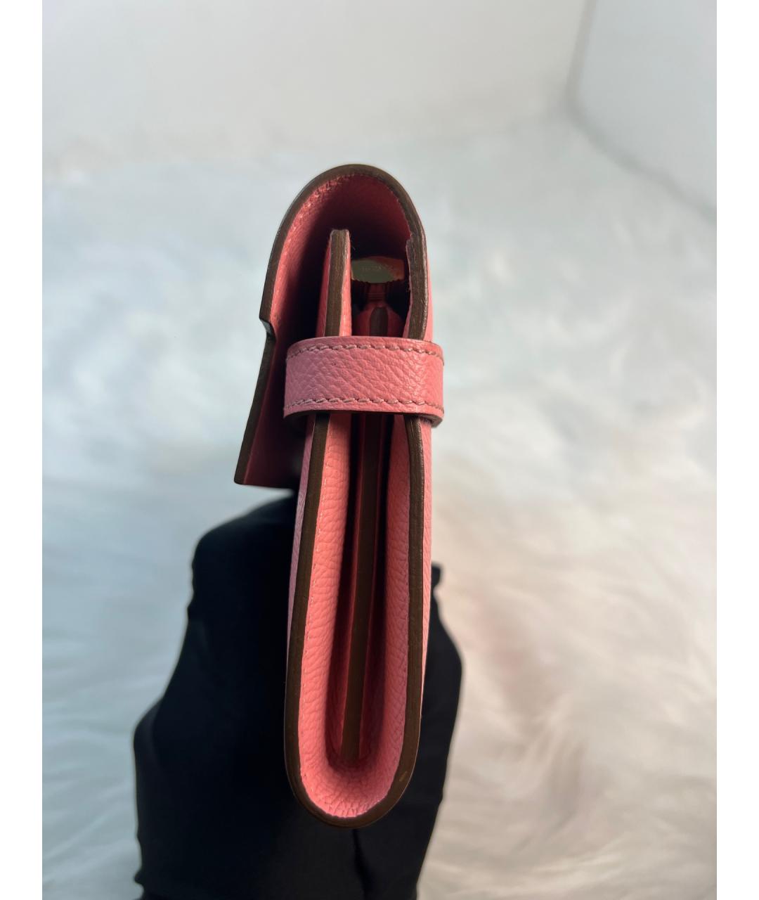 HERMES Розовый кожаный кошелек, фото 4