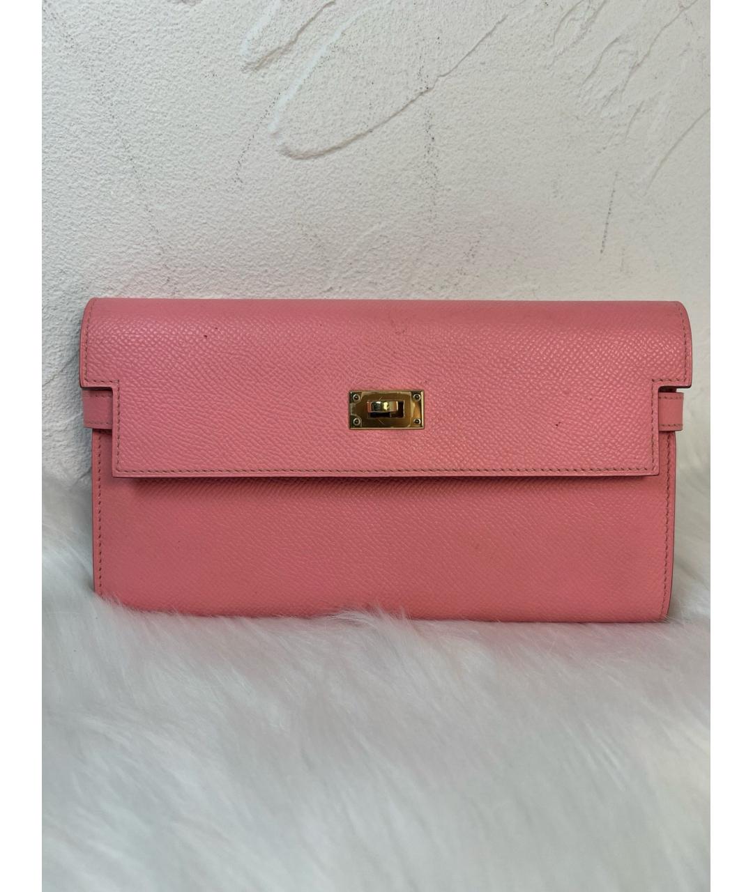 HERMES Розовый кожаный кошелек, фото 8