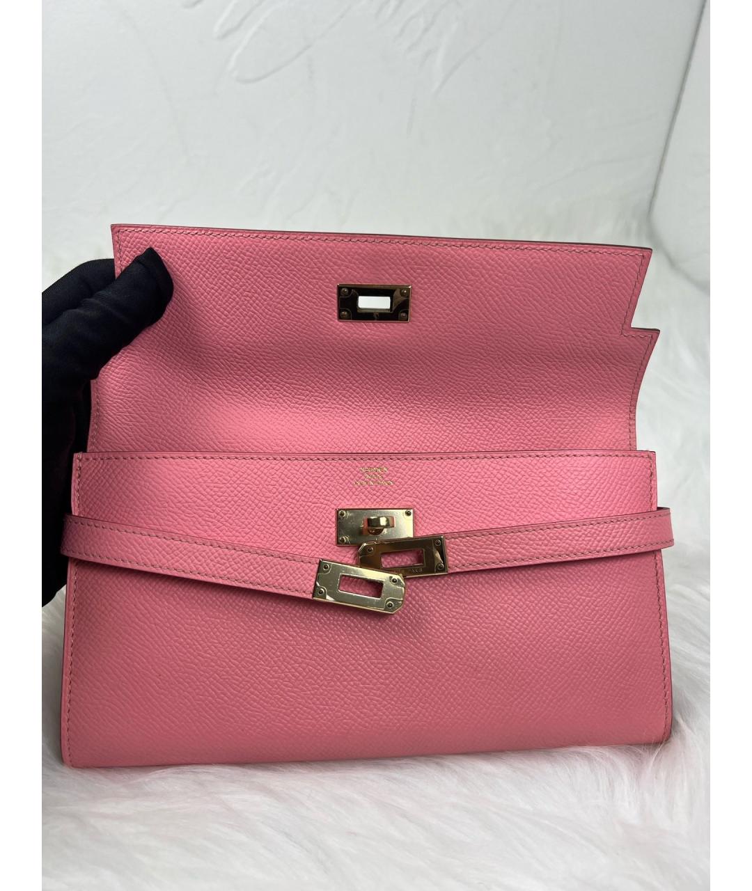 HERMES Розовый кожаный кошелек, фото 7