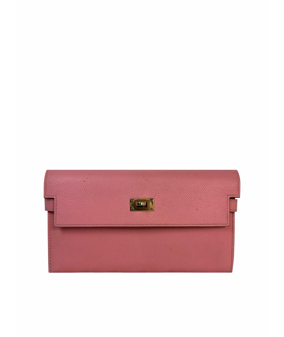 HERMES Розовый кожаный кошелек, фото 1