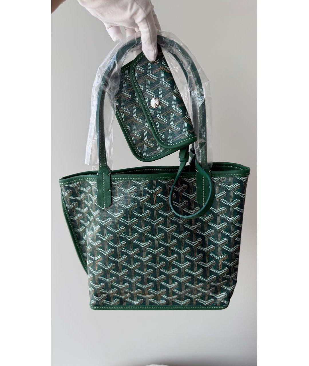 GOYARD Зеленая кожаная сумка тоут, фото 2