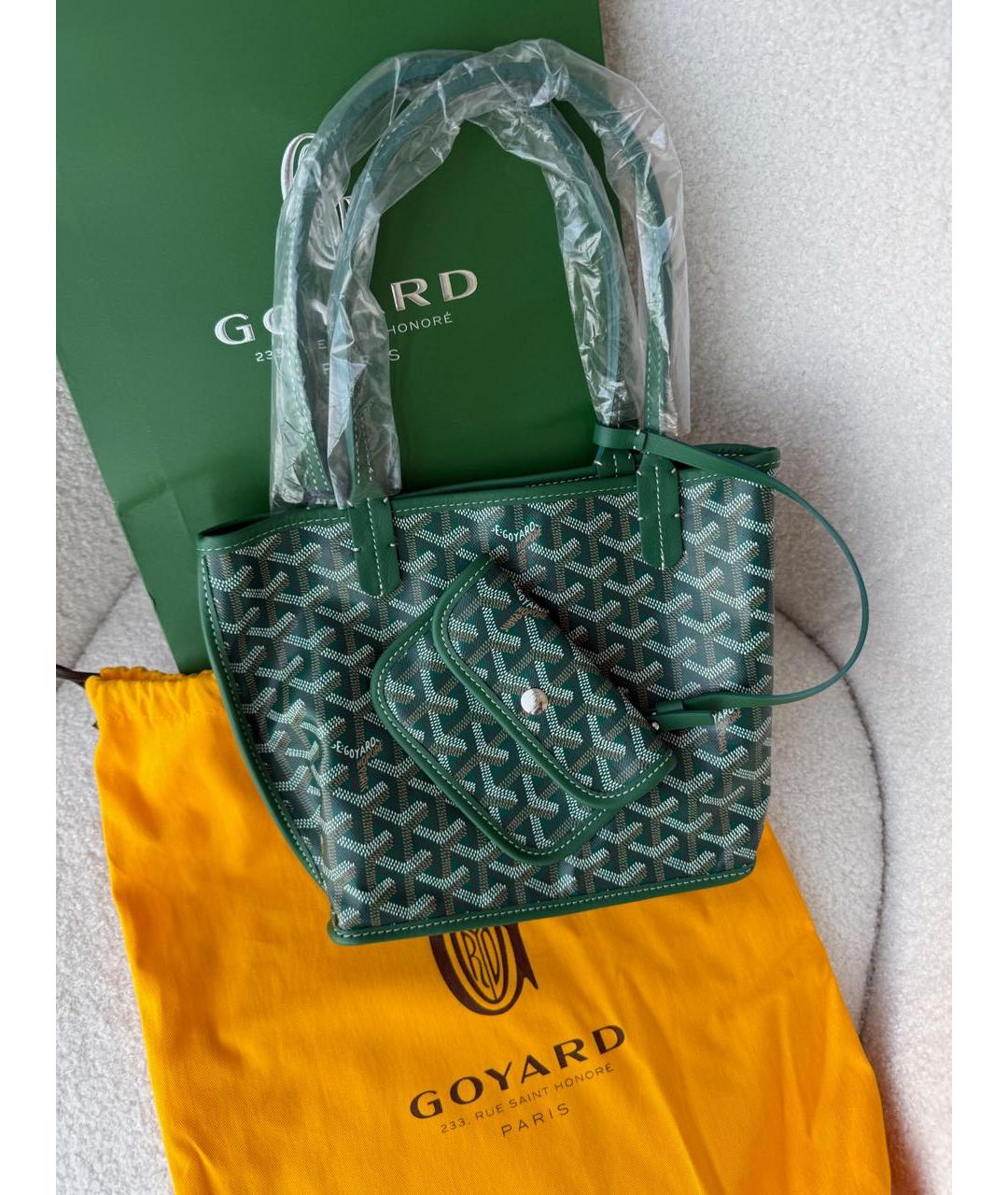 GOYARD Зеленая кожаная сумка тоут, фото 6