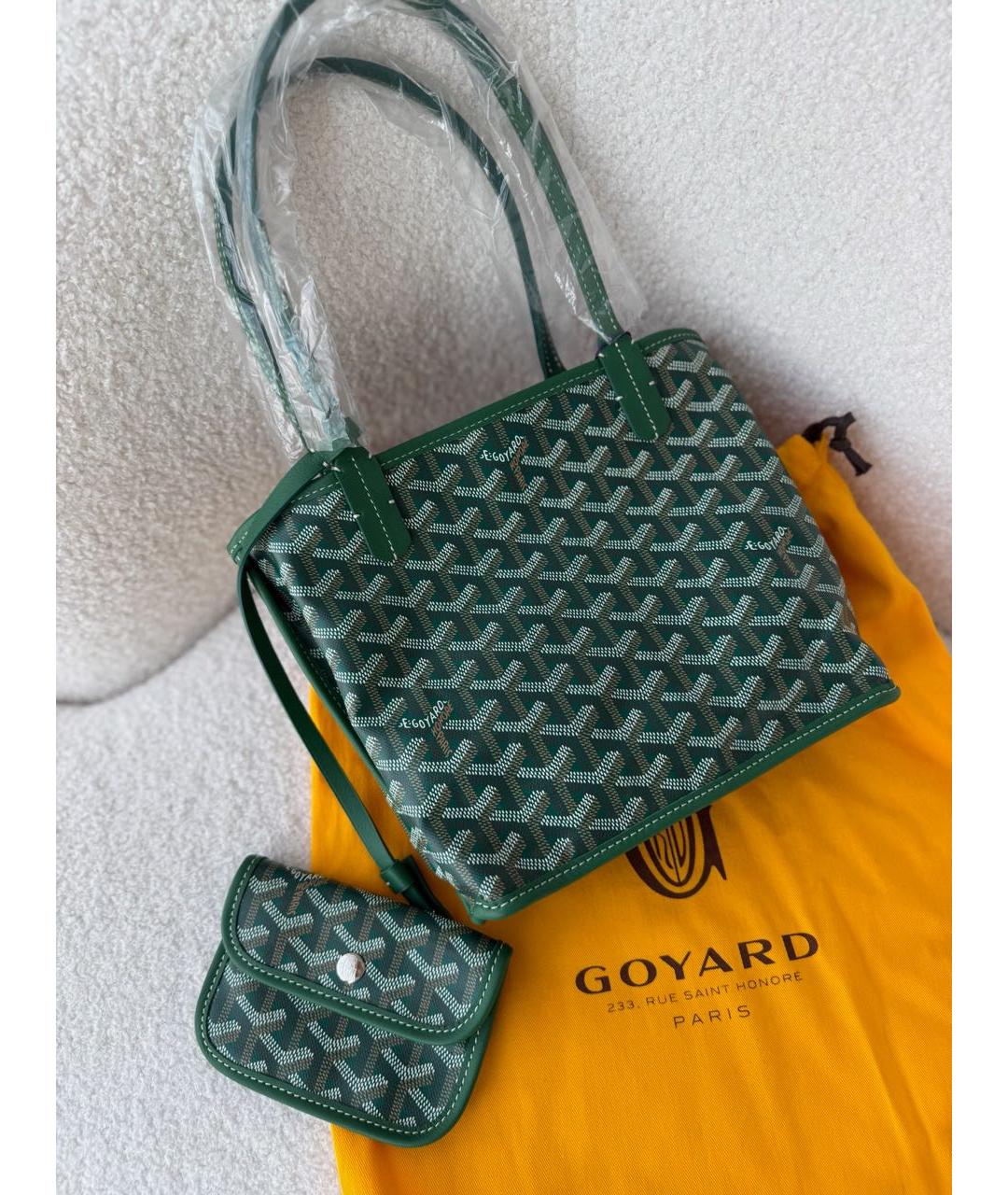 GOYARD Зеленая кожаная сумка тоут, фото 3