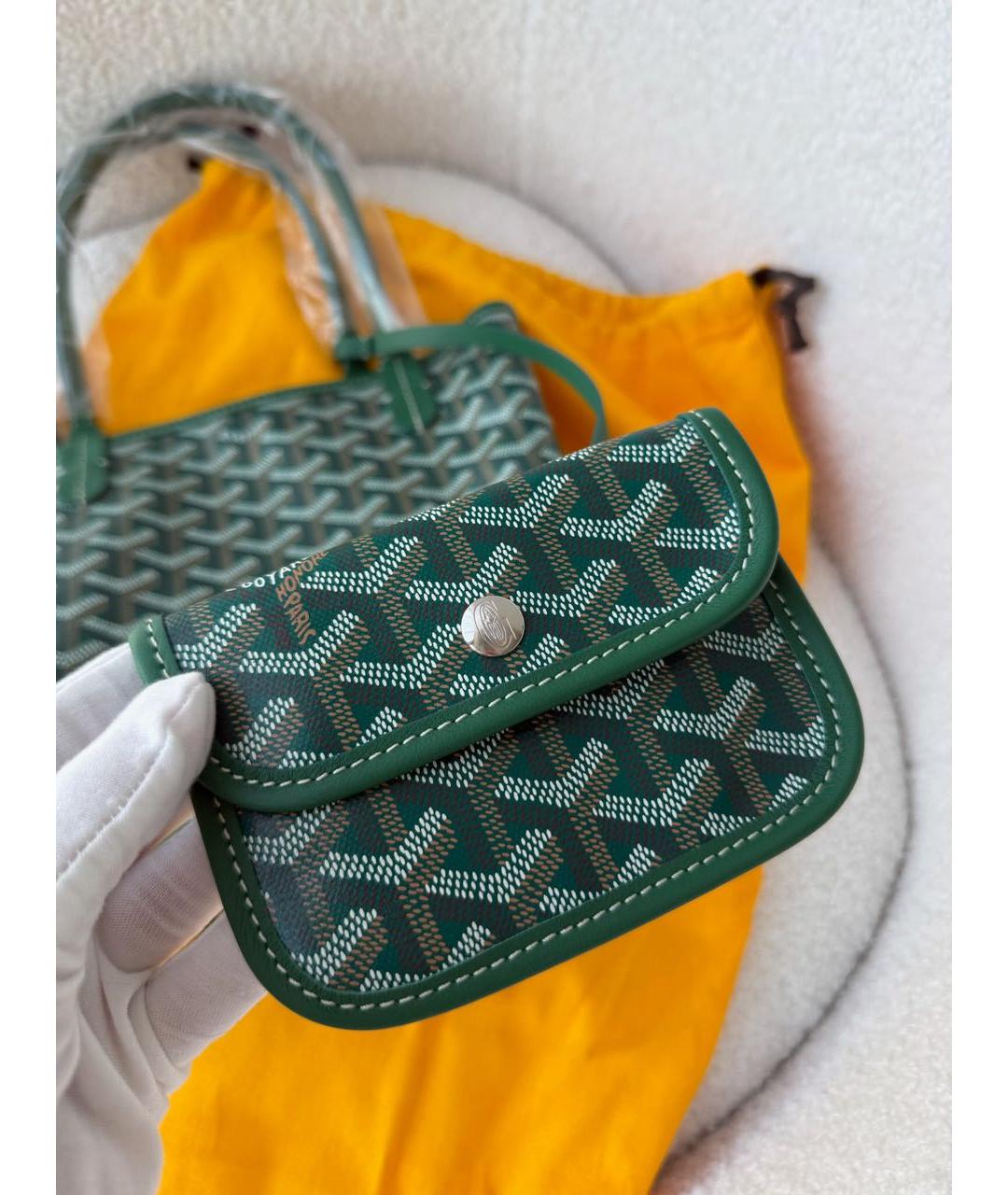 GOYARD Зеленая кожаная сумка тоут, фото 5