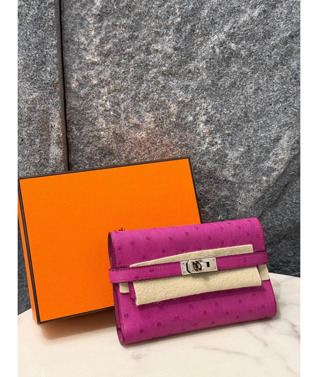 HERMES Розовый кожаный кошелек, фото 8