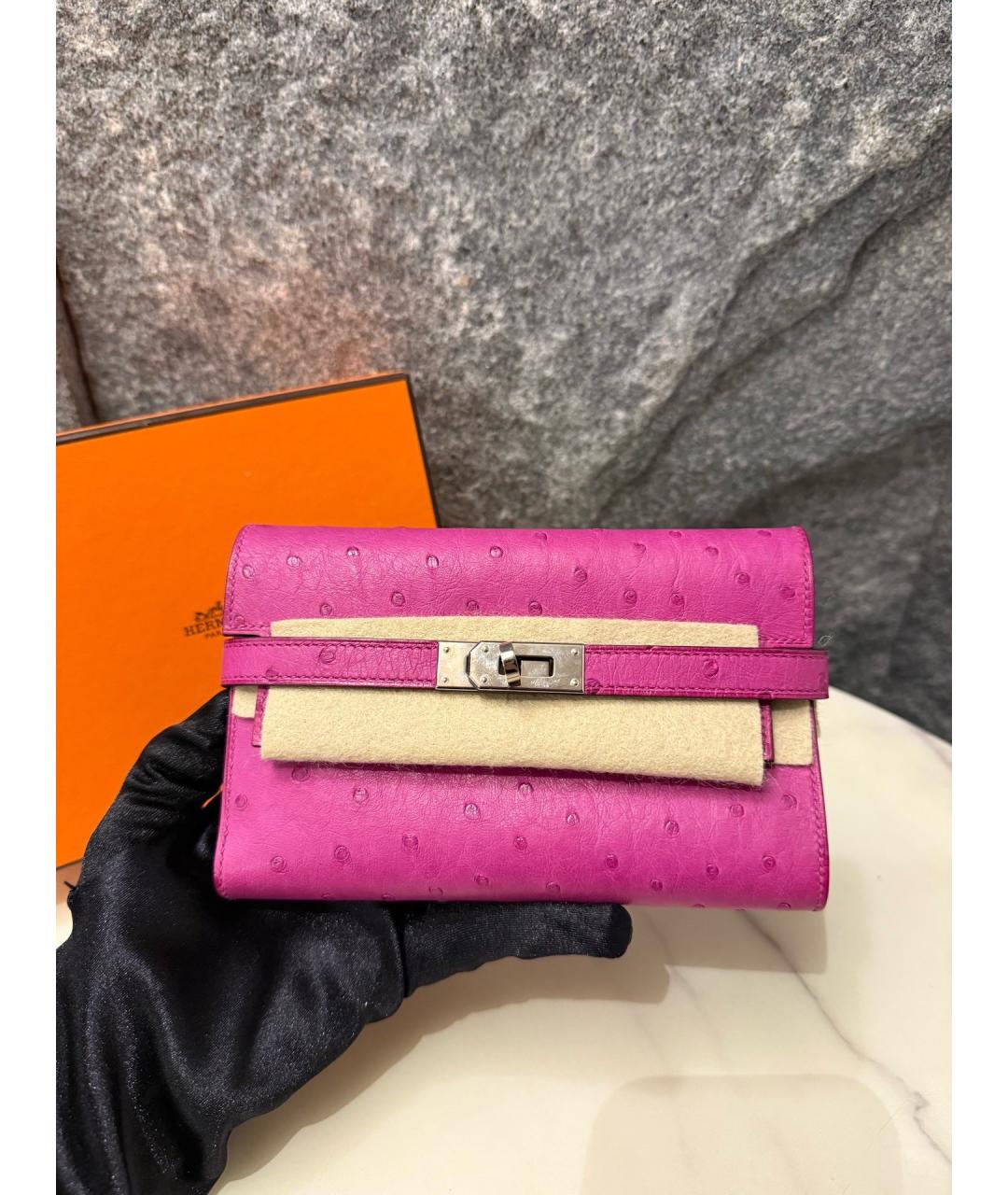 HERMES Розовый кожаный кошелек, фото 2