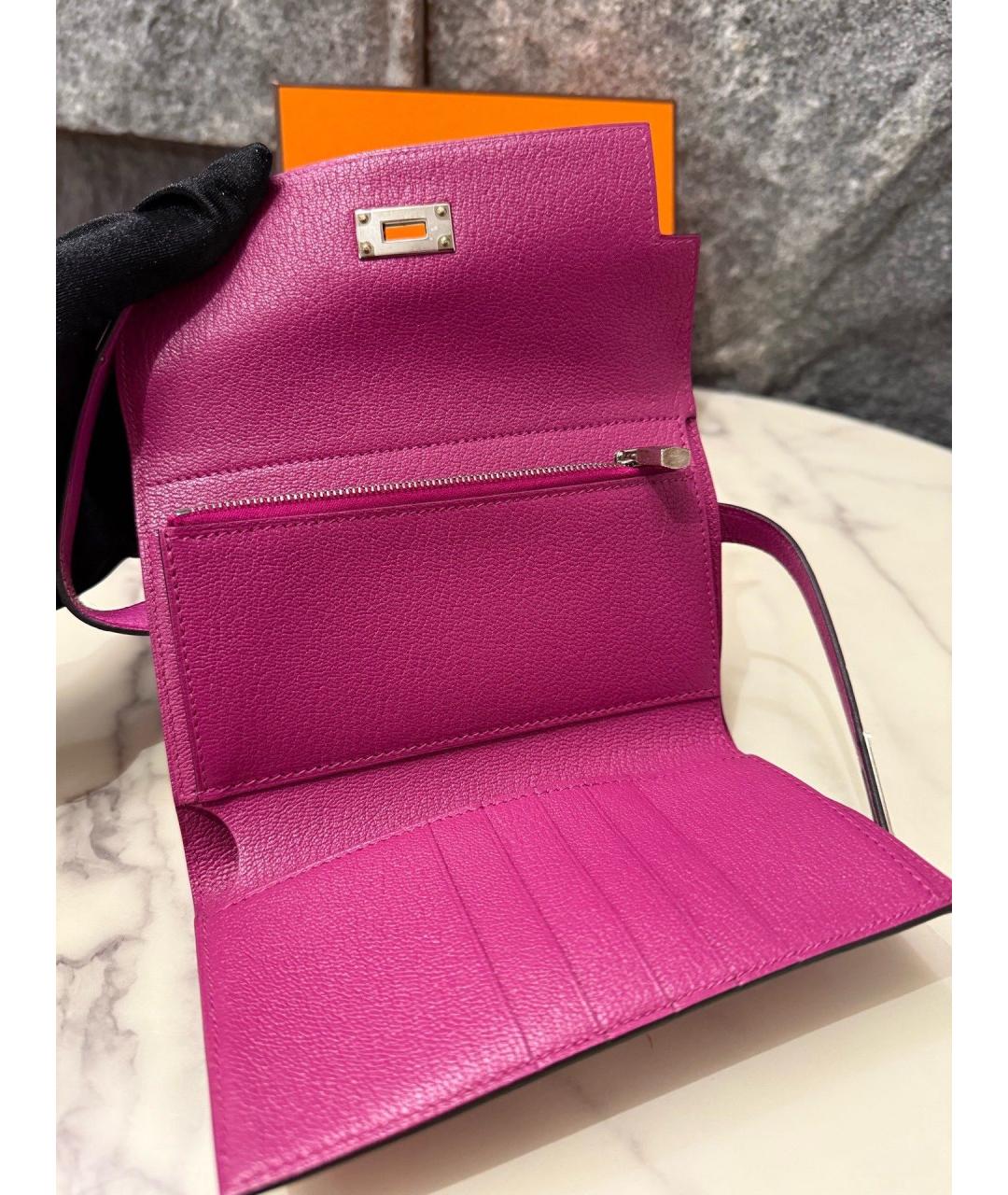 HERMES Розовый кожаный кошелек, фото 7