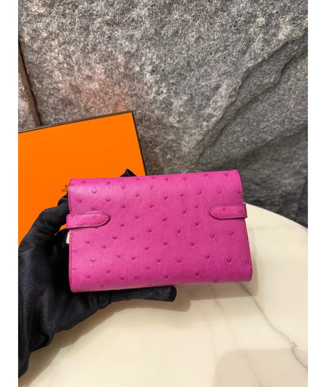 HERMES Розовый кожаный кошелек, фото 6