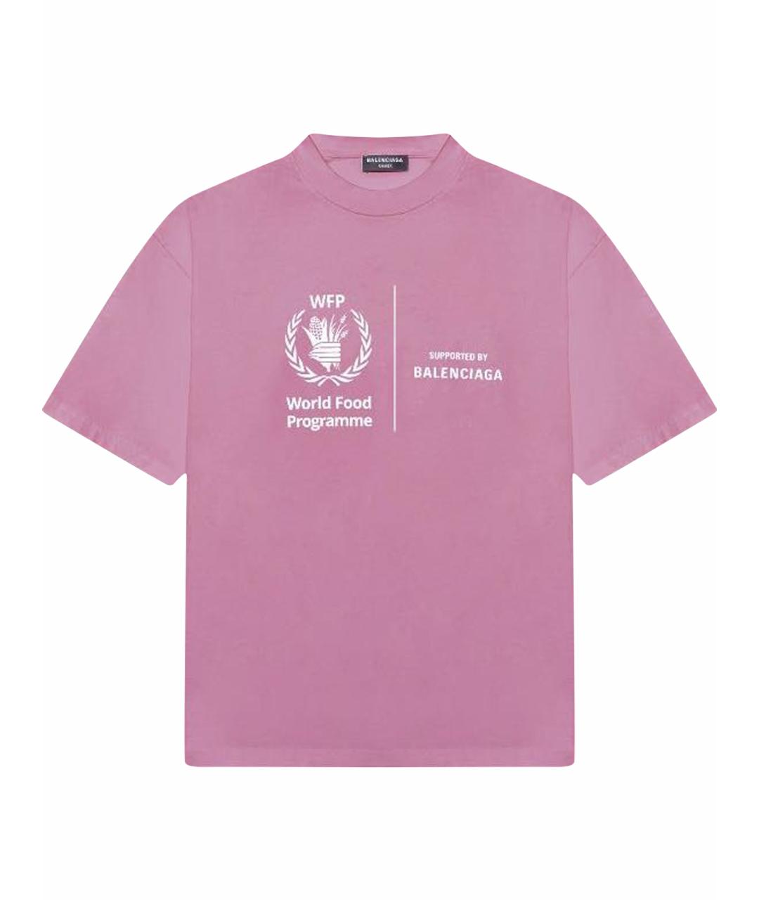 BALENCIAGA Розовая хлопковая футболка, фото 1