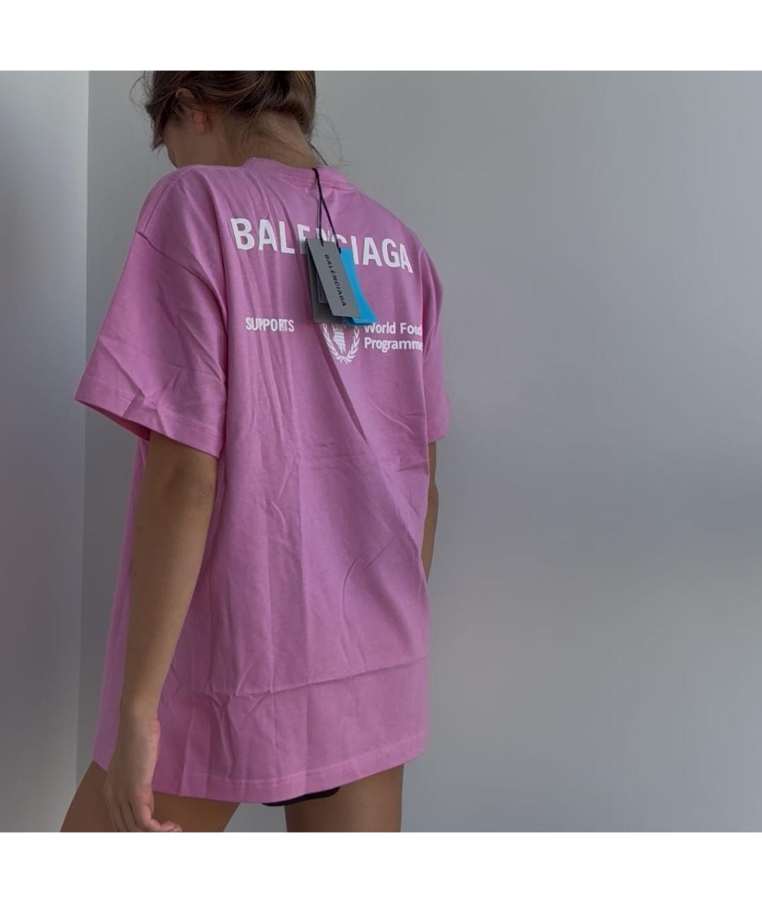 BALENCIAGA Розовая хлопковая футболка, фото 5