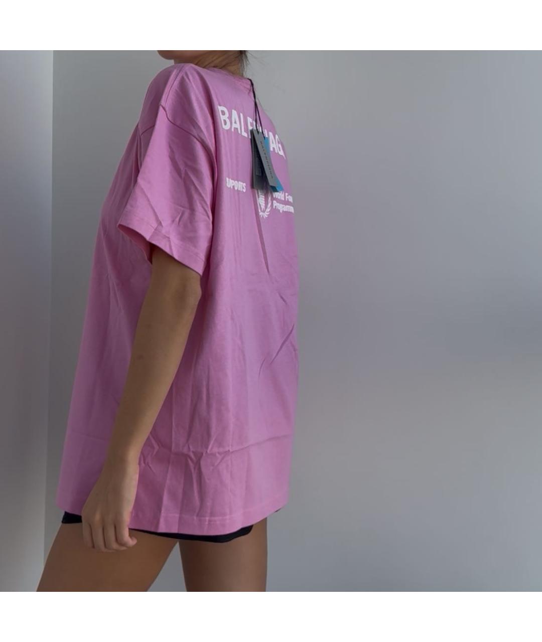 BALENCIAGA Розовая хлопковая футболка, фото 4