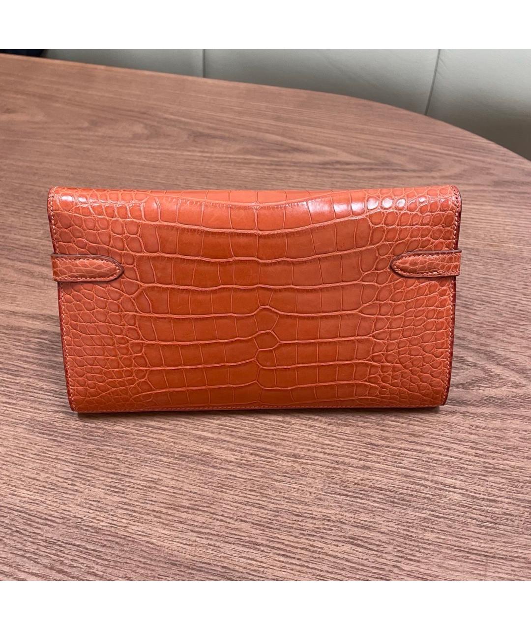 HERMES Оранжевый кошелек из лакированной кожи, фото 2
