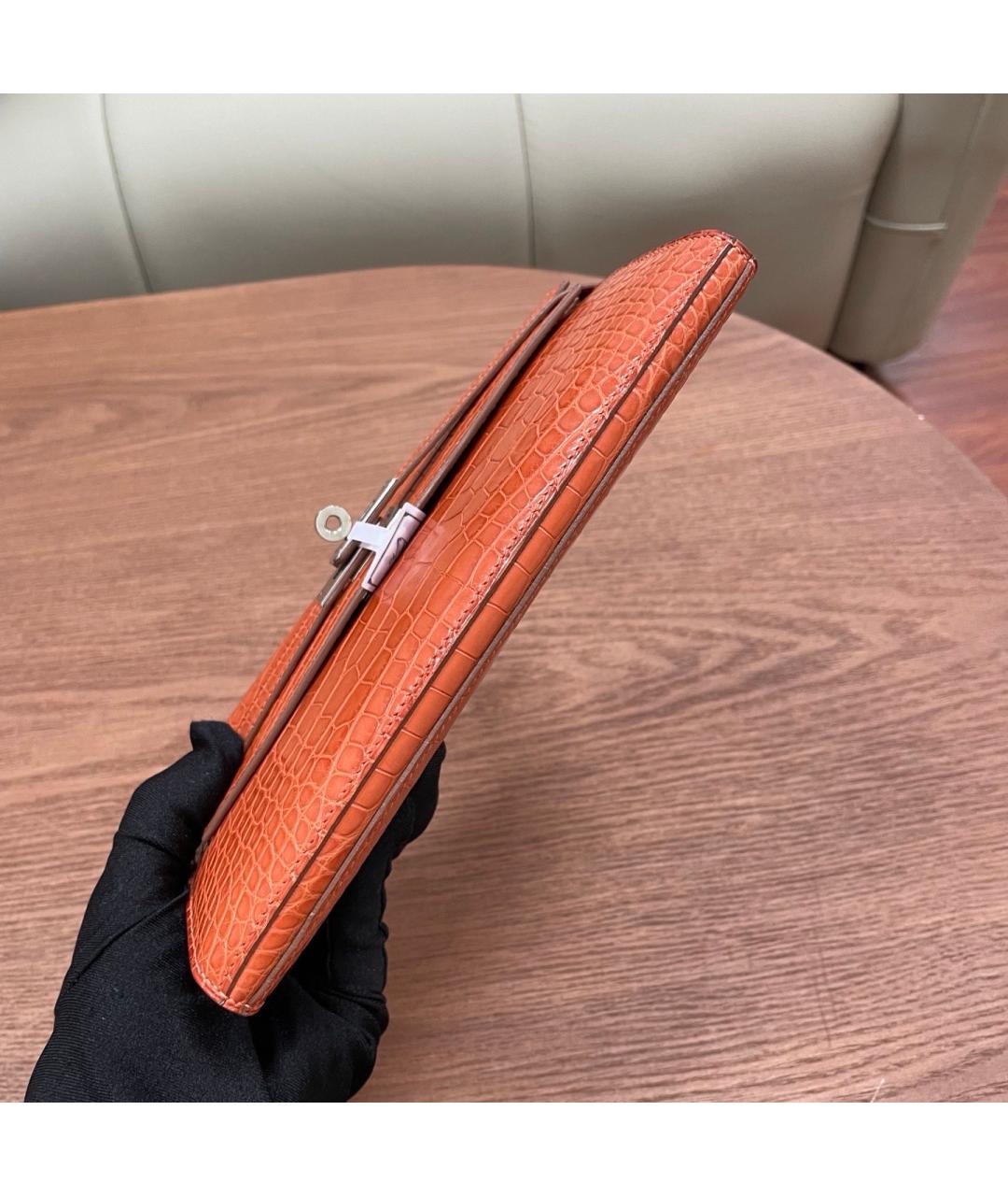 HERMES Оранжевый кошелек из лакированной кожи, фото 6