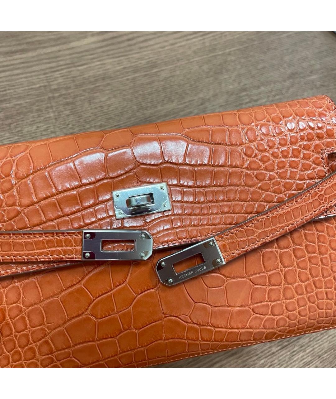 HERMES Оранжевый кошелек из лакированной кожи, фото 7
