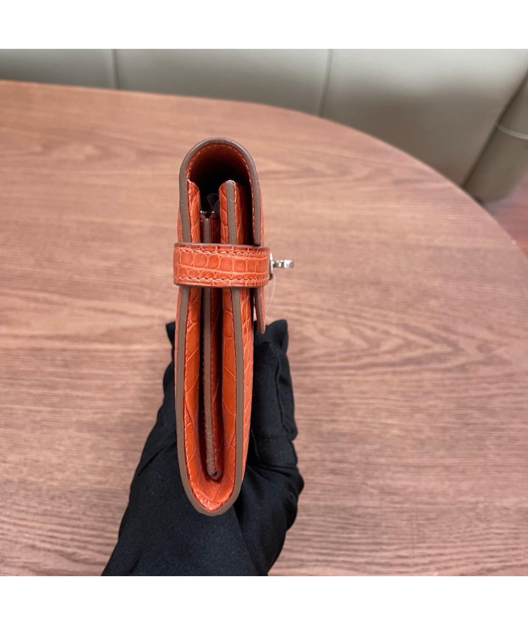 HERMES Оранжевый кошелек из лакированной кожи, фото 4