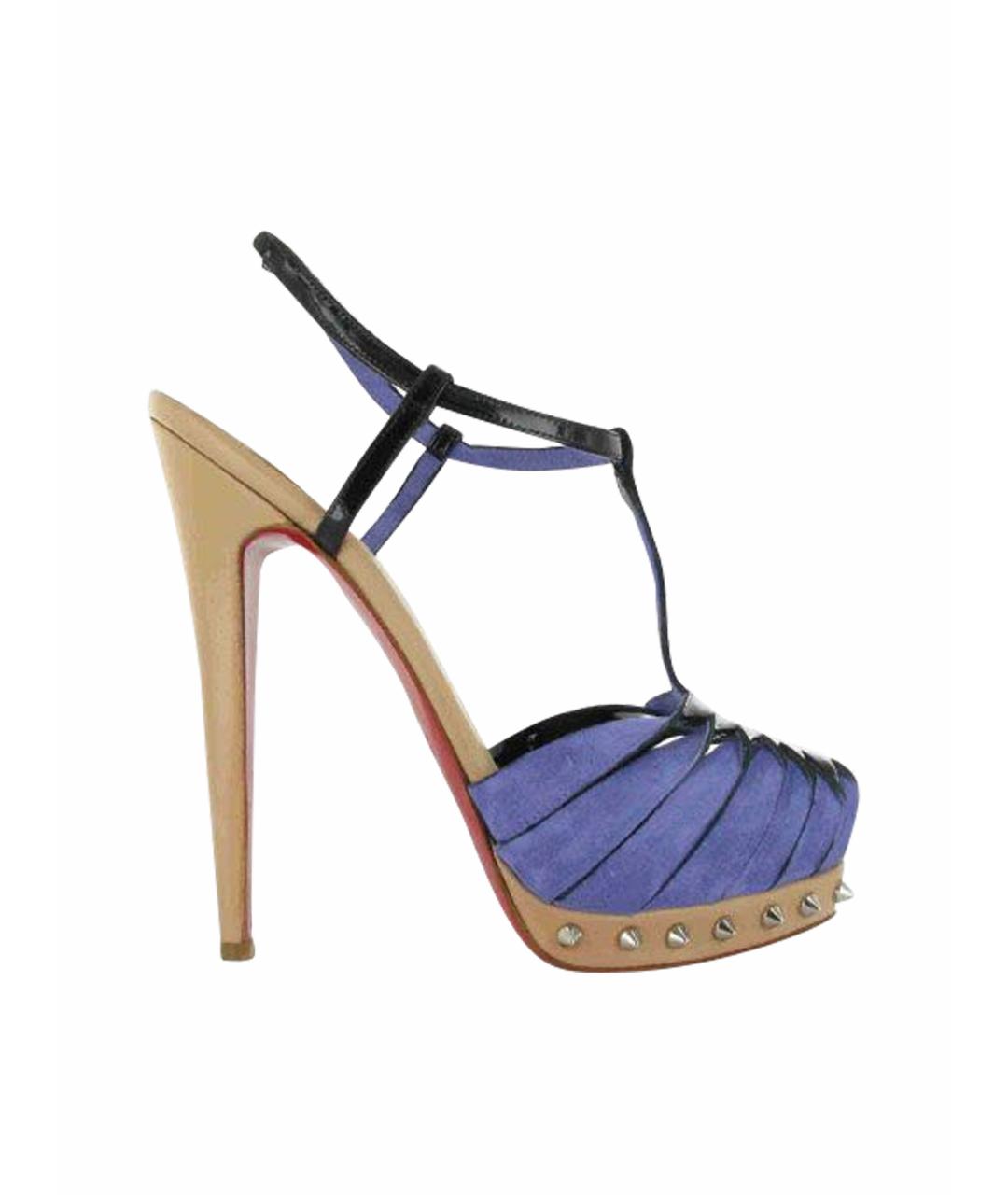 CHRISTIAN LOUBOUTIN Фиолетовые замшевые босоножки, фото 1