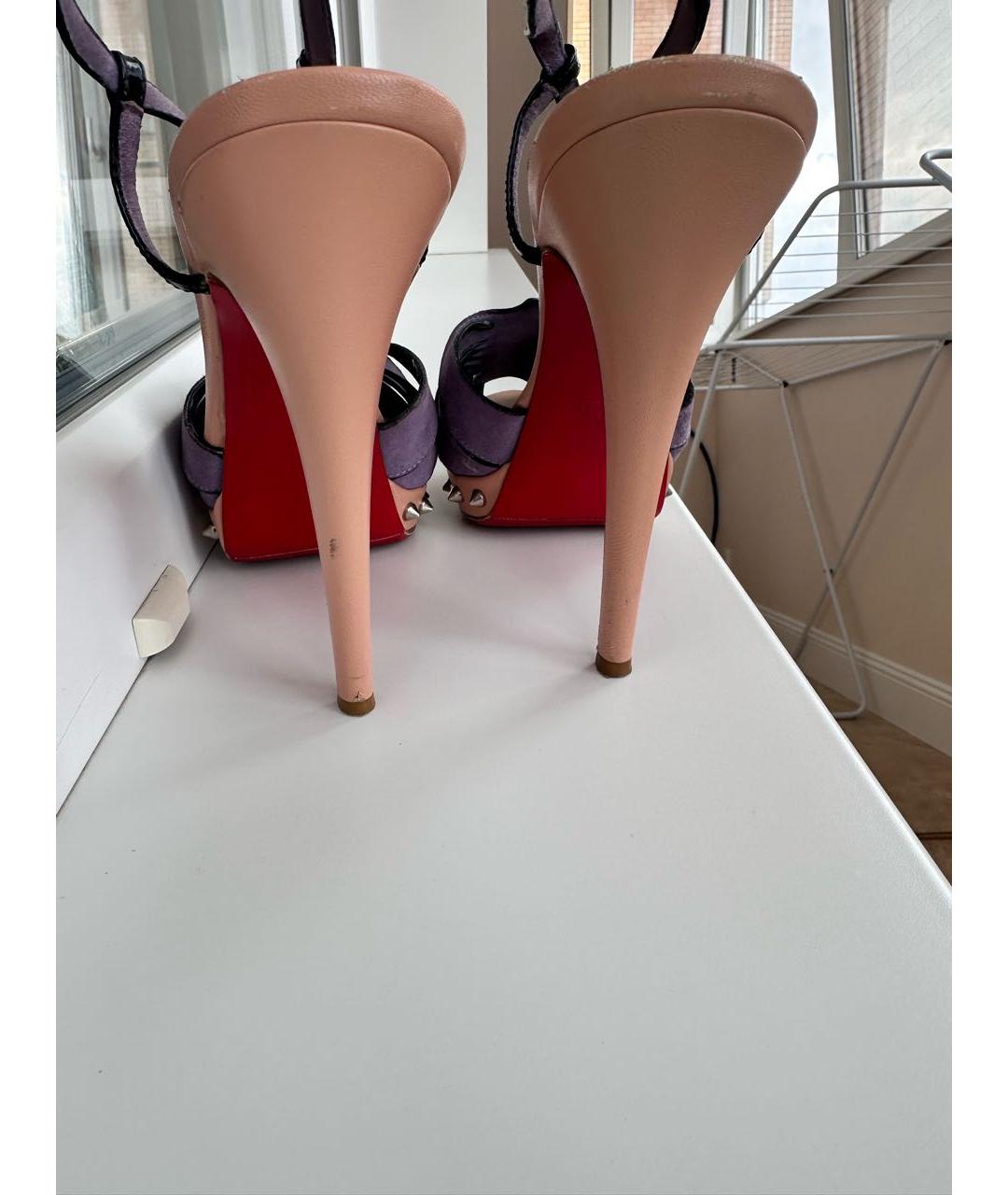 CHRISTIAN LOUBOUTIN Фиолетовые замшевые босоножки, фото 4