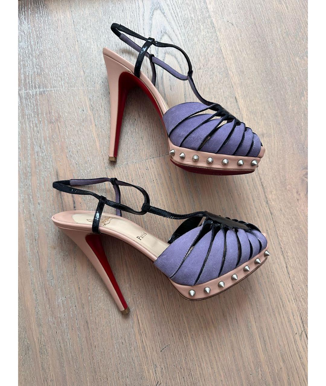 CHRISTIAN LOUBOUTIN Фиолетовые замшевые босоножки, фото 3