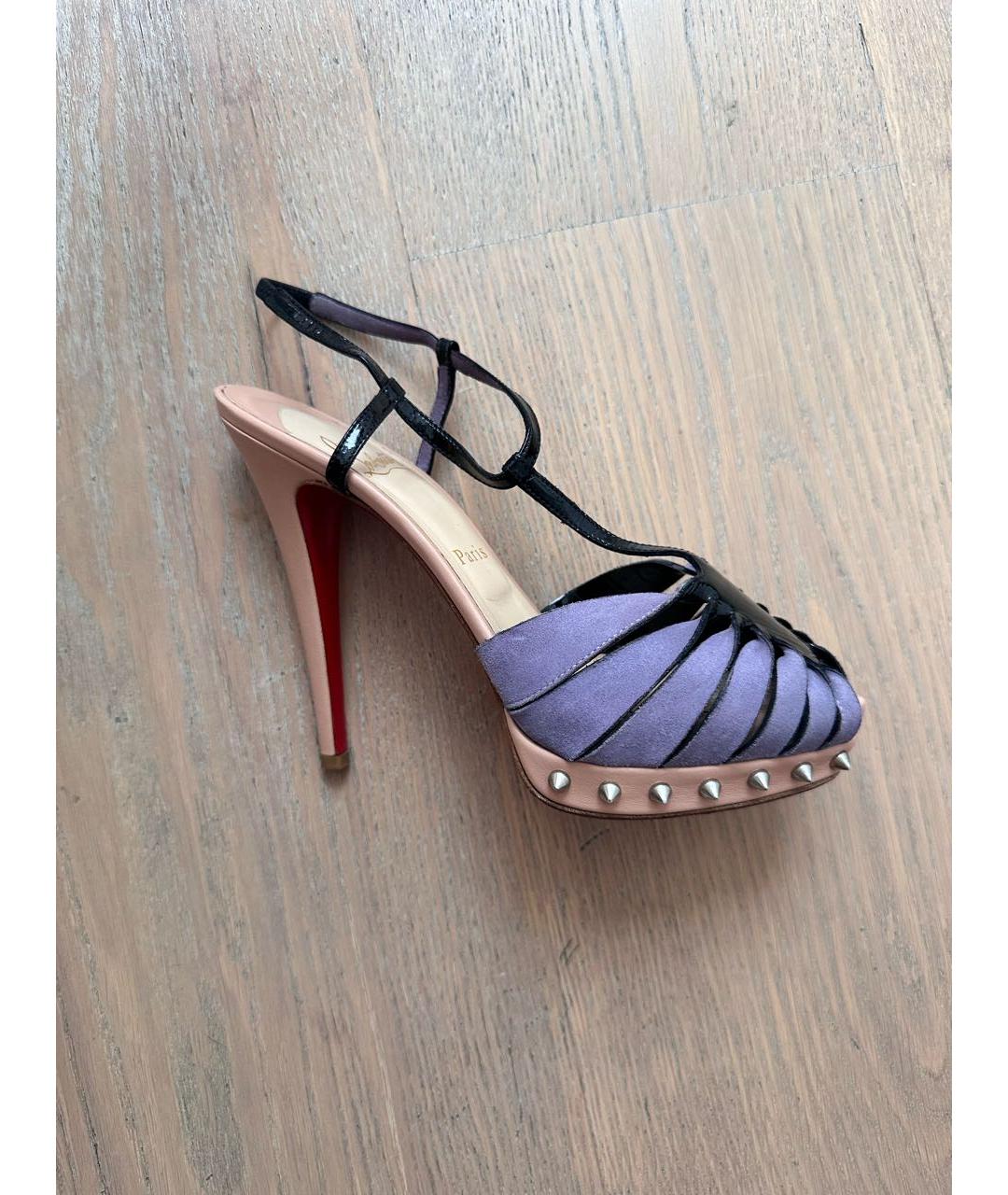 CHRISTIAN LOUBOUTIN Фиолетовые замшевые босоножки, фото 8