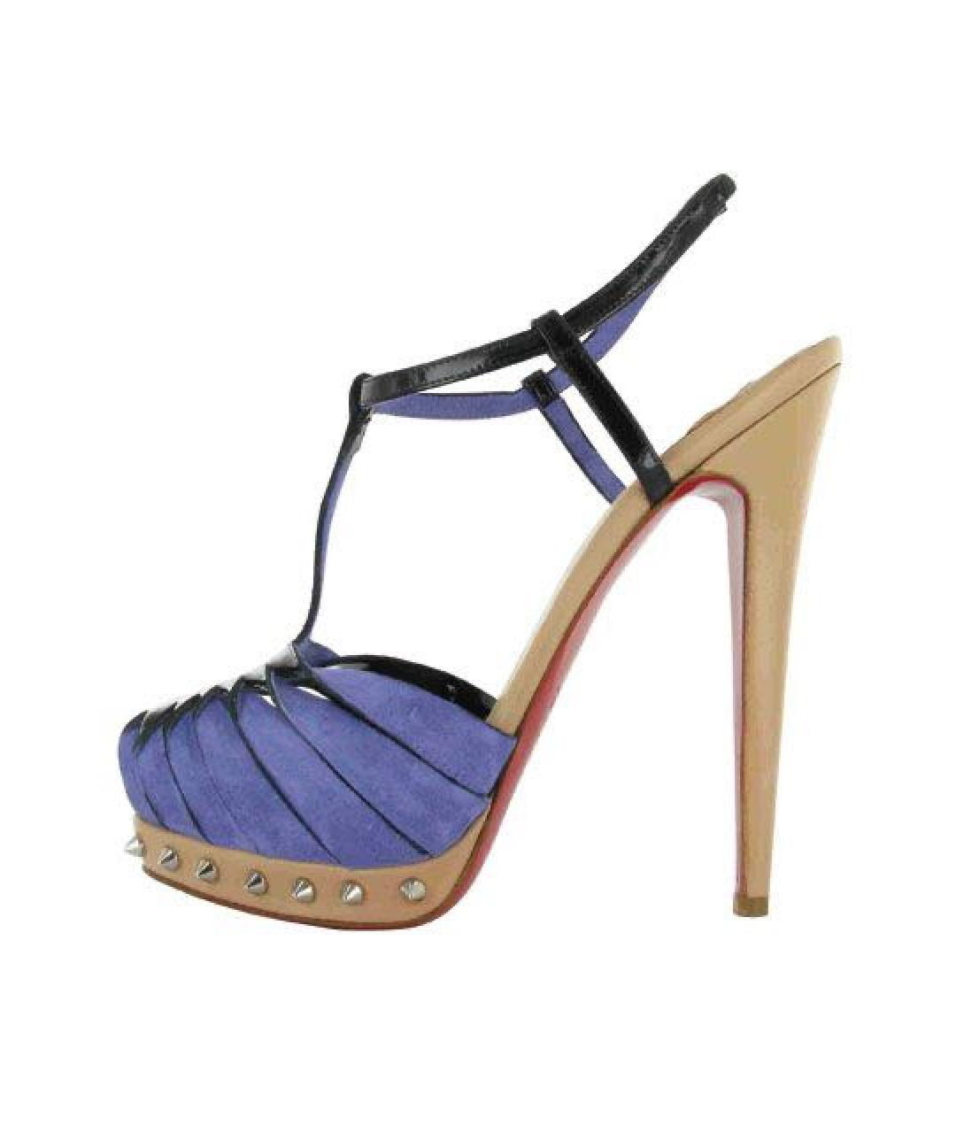 CHRISTIAN LOUBOUTIN Фиолетовые замшевые босоножки, фото 9