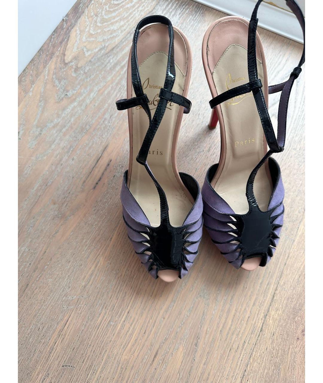CHRISTIAN LOUBOUTIN Фиолетовые замшевые босоножки, фото 6