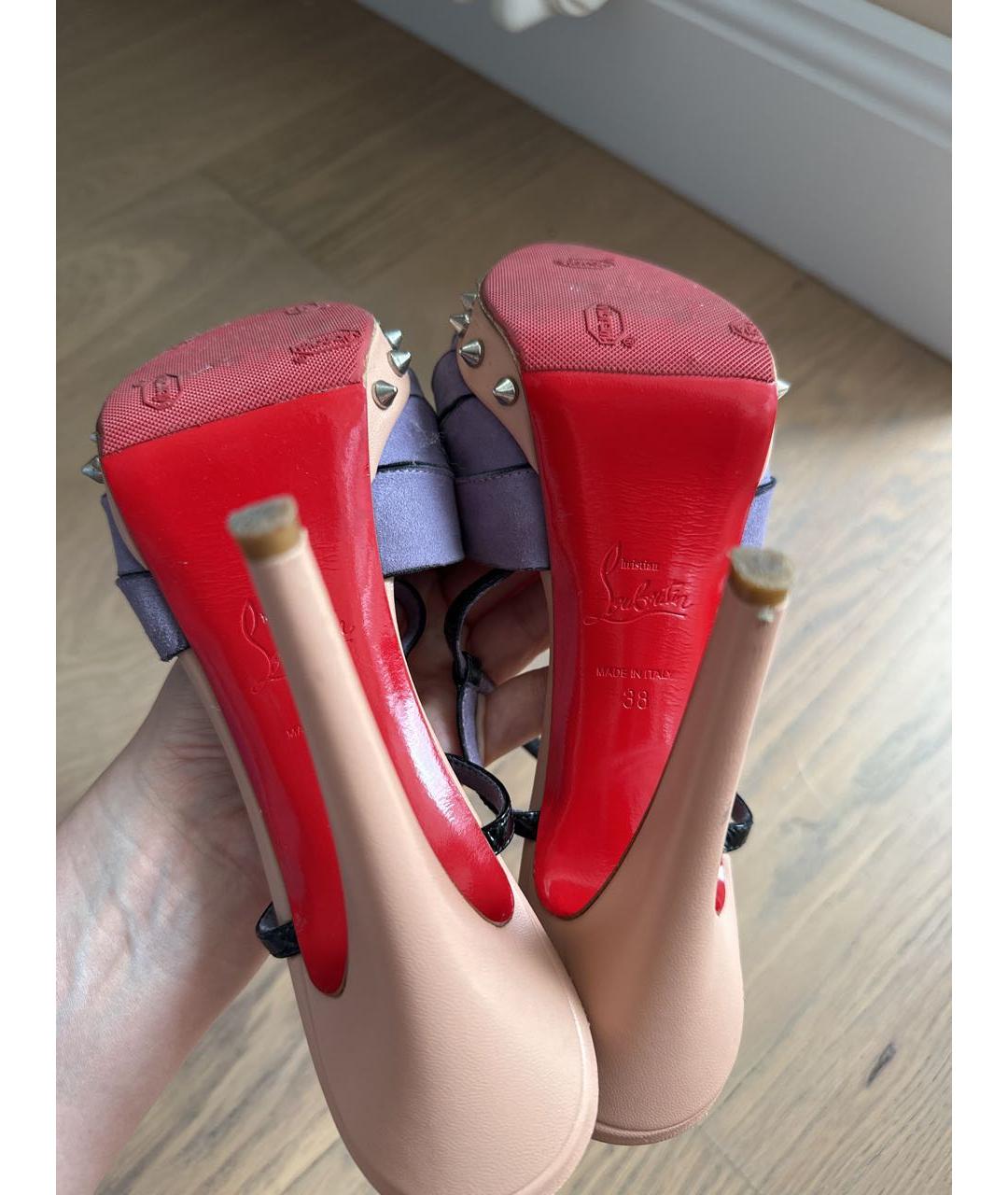 CHRISTIAN LOUBOUTIN Фиолетовые замшевые босоножки, фото 5