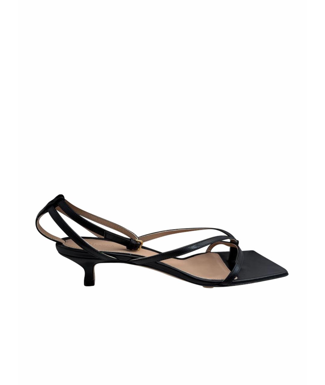 BOTTEGA VENETA Черные кожаные босоножки, фото 1